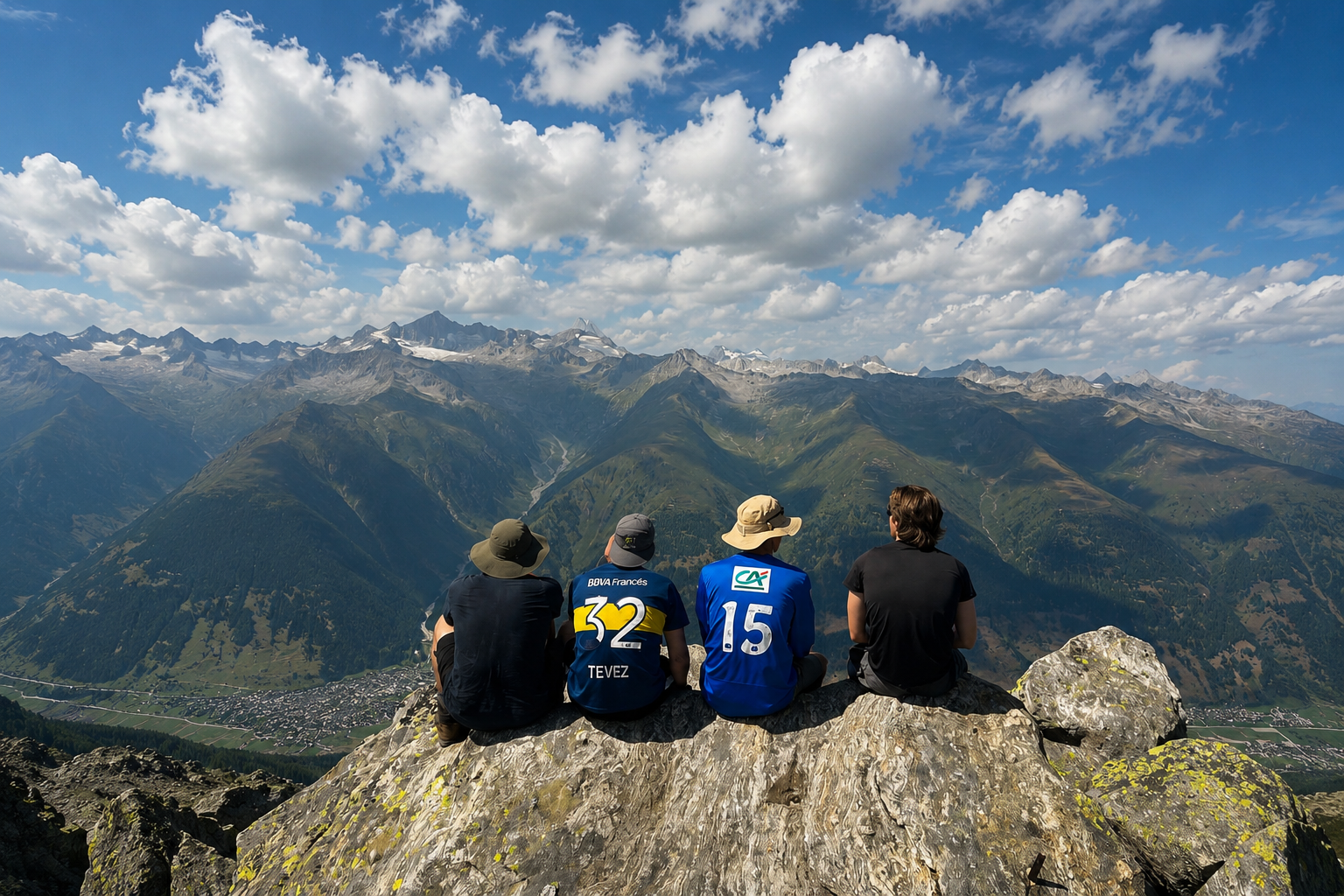 Ensemble face à la montagne